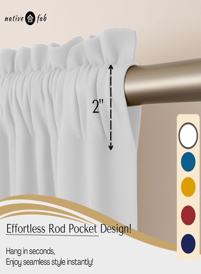 Native Fab Set of 2 Valance Curtains for Windows 54"x18" - Rod Pocket - Semi Sheer - Half Curtain for Kitchen, Cafe, Living Room, Bedroom, Basement - White - Image 2